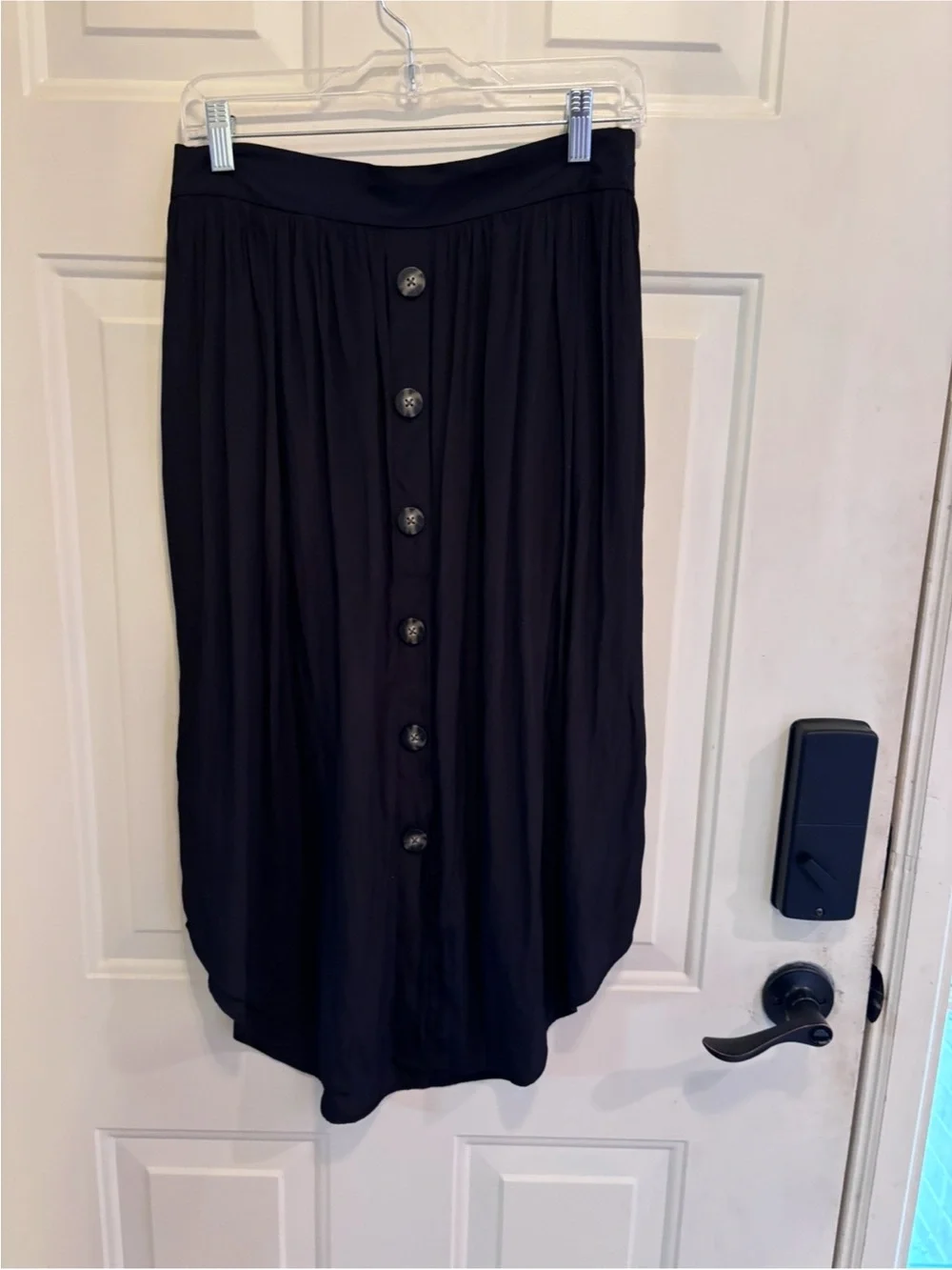 J. Jill Black Button-Front Midi Skirt